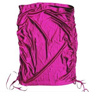 Shein Curve metallic pink ruched high waist drawstring skirt plus size 4xl.